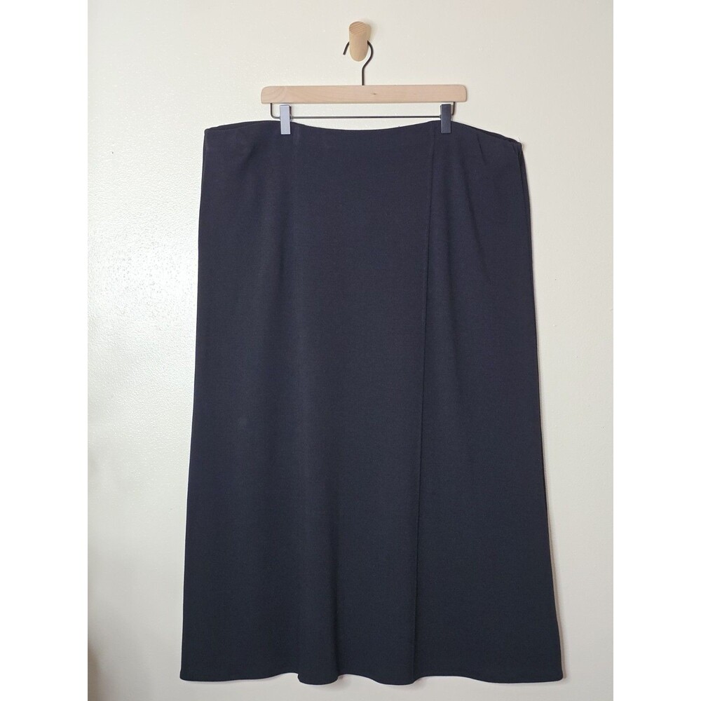 Eileen Fisher Woman 2X Black Italian Viscose Wool Column Maxi Skirt Made USA